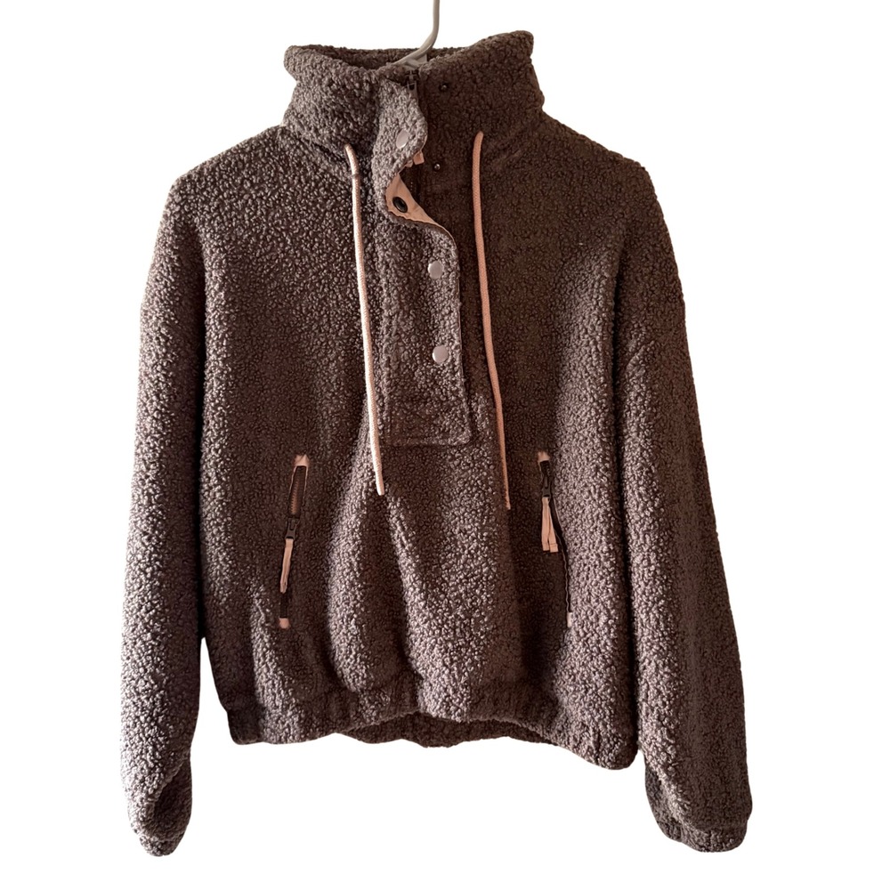 Universal Thread Womens Purple Sherpa Fleece Pullover Snap Quarter Zip Jacket M